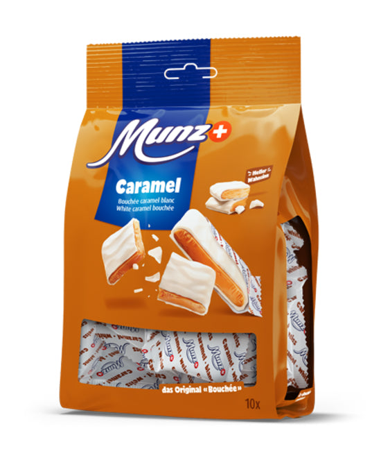 Maestrani Munz Schokolade – Caramel, weiss – 190 g