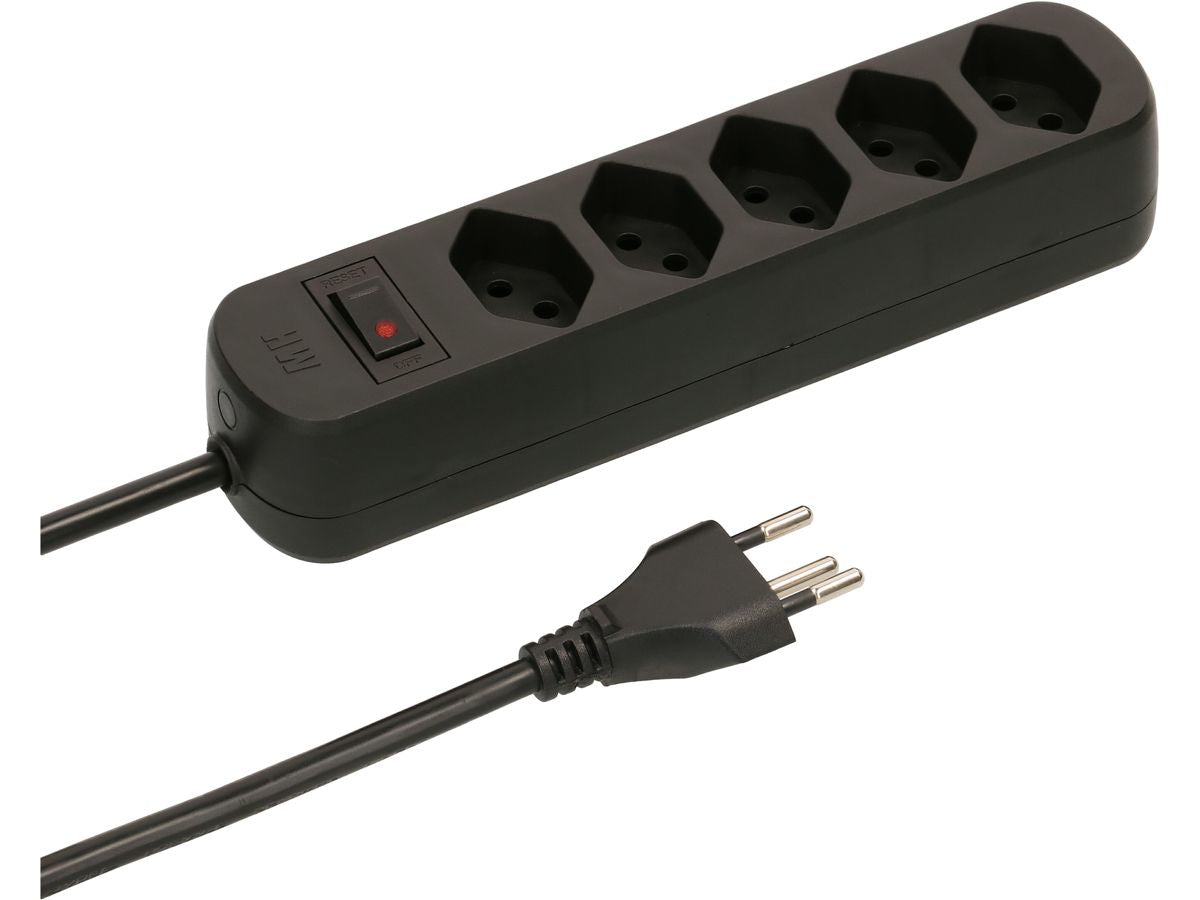 Max Hauri AG Max Hauri Basic-Line V2 – Steckdosenleiste, 5× T13, mit Schalter, 5 m, Stecker T12
