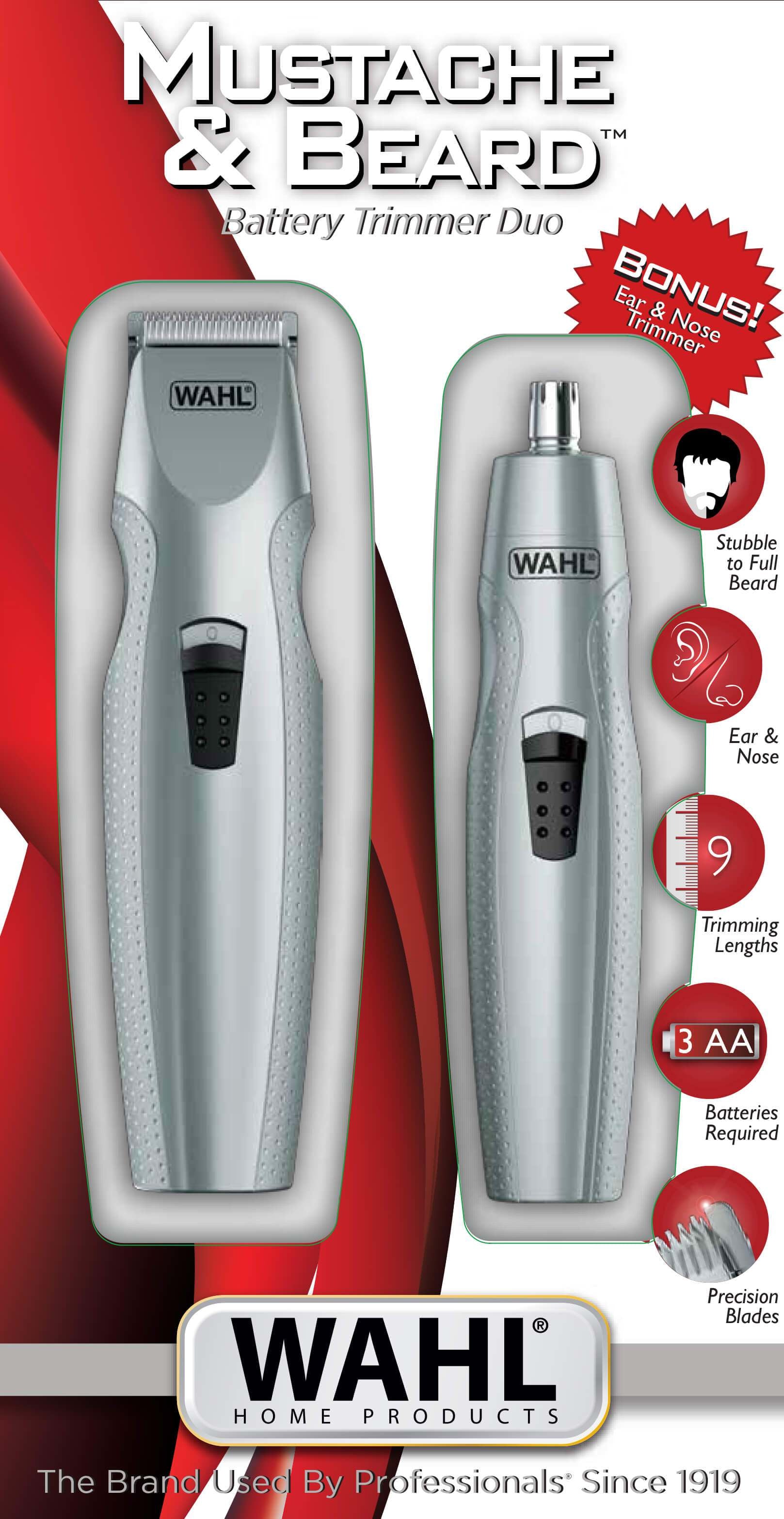 Wahl Bartschneider – Batteriebetrieben, 3 × AA (LR6), minimale Schnittlänge 0,7 mm – Silber
