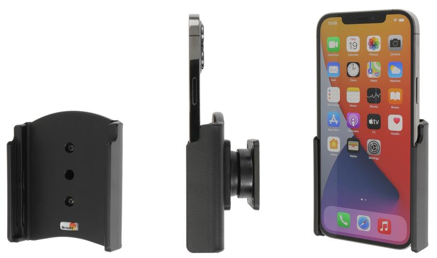 Brodit 711236 – Auto-Halterung – Schraubbefestigung, drehbar 360°, Neigung 0–17° – für iPhone 12 Pro Max
