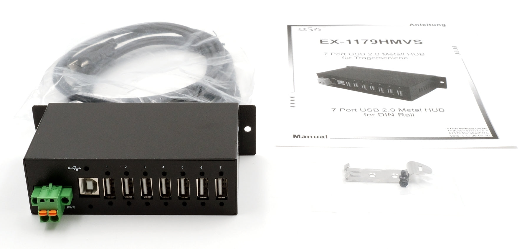 EXSYS EX-1179HMVS USB-Hub – USB-B, 7× USB-A