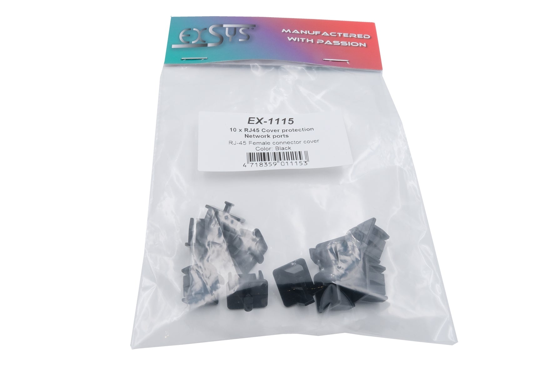 EXSYS EX-1115 – Staubschutz – für RJ-45, Kunststoff, Schwarz, 10 Stück