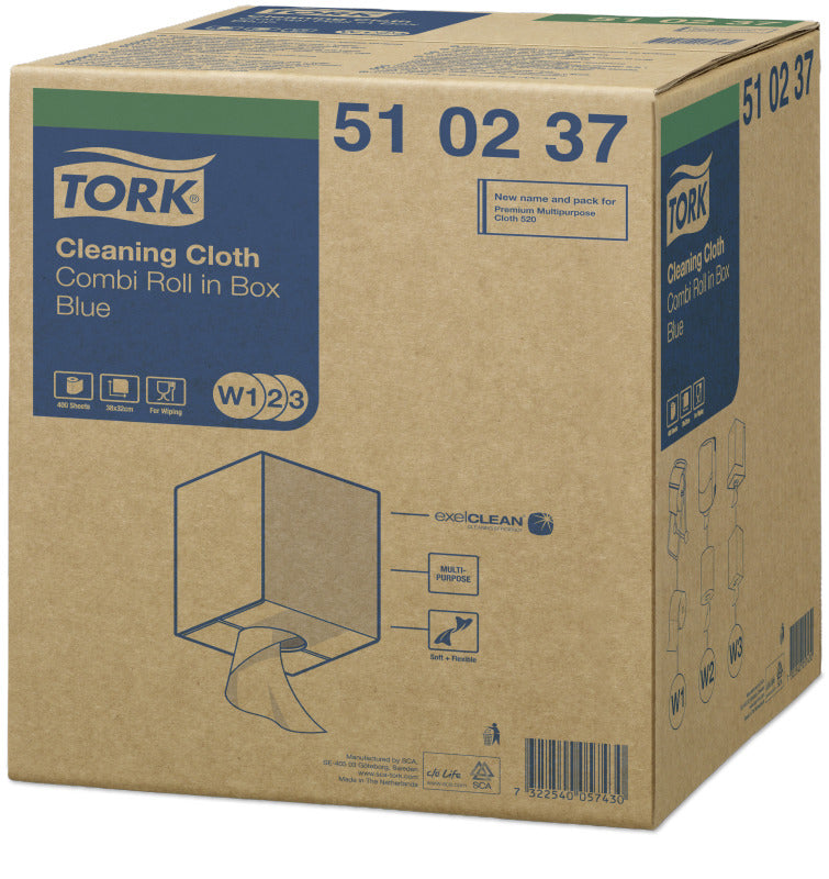 Tork Mehrzweck-Putzrolle – für Tork W1, W2 und W3 Spender, Blau, 32 × 38 cm