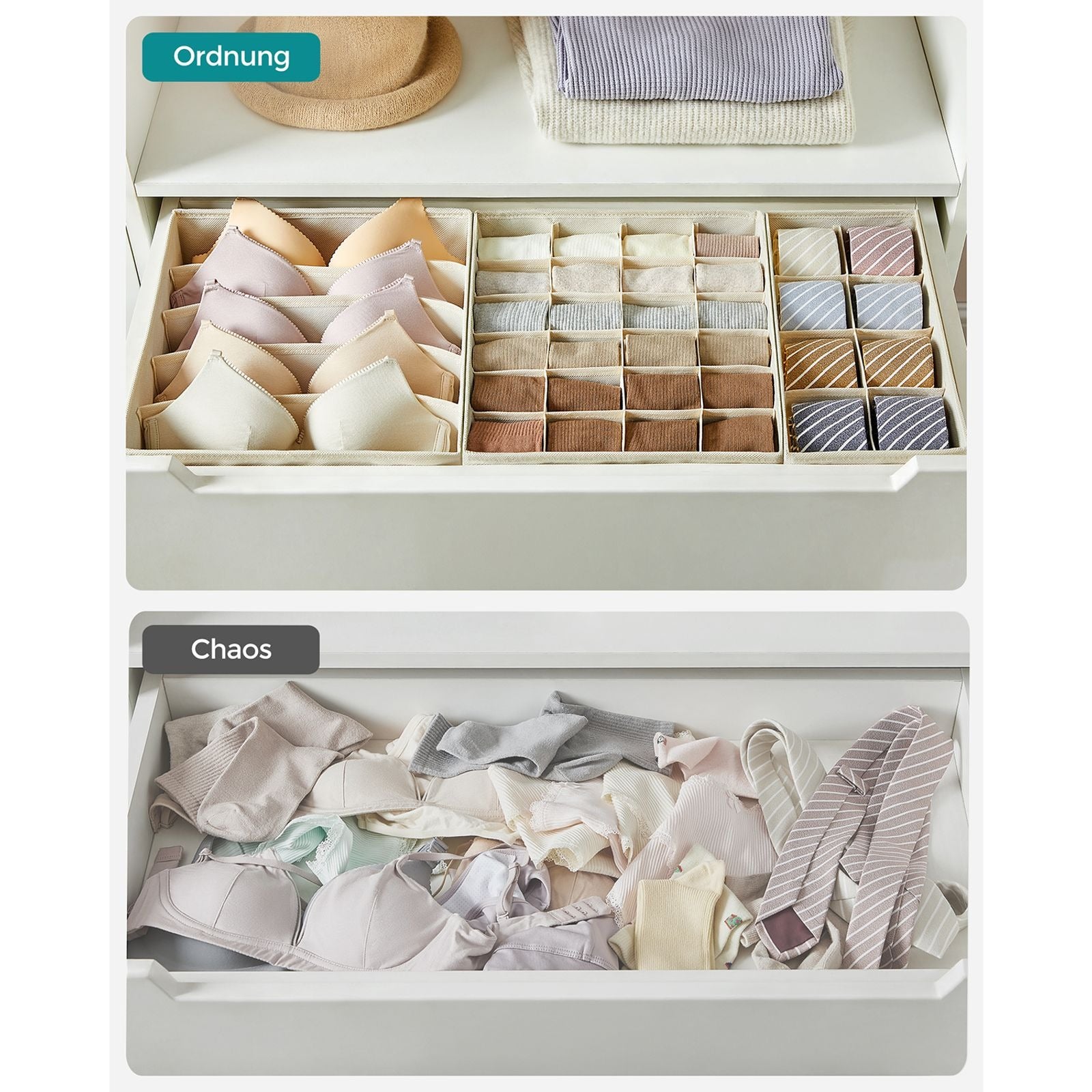 Songmics Aufbewahrungsbox – Textil – Beige – 8-teiliges Set