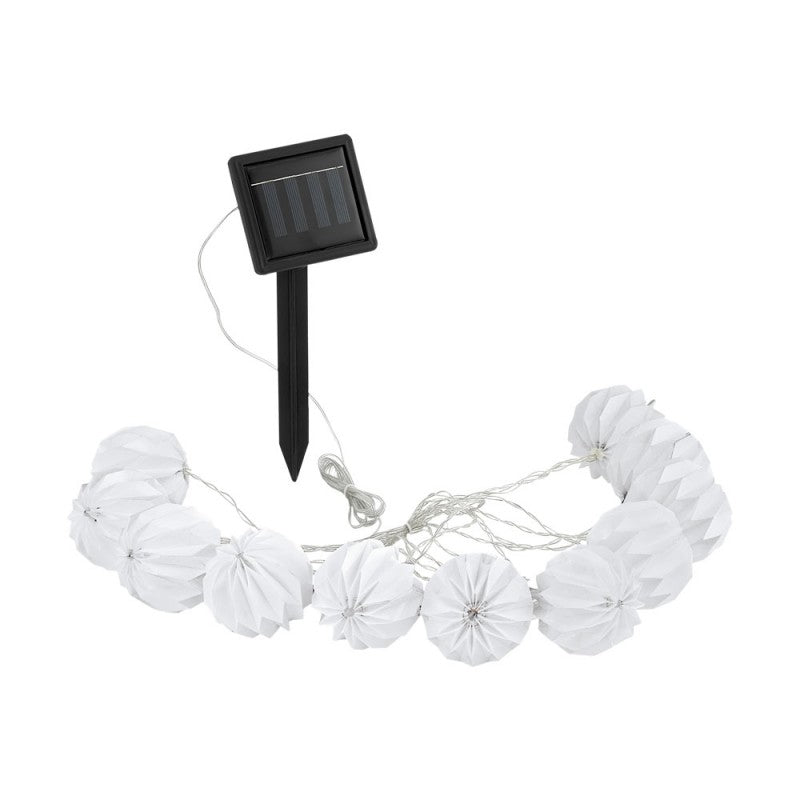 EGLO Lichterkette – 2 m, Mehrfarbig, Solarbetrieben, 10 LEDs, Dämmerungssensor, Timer, Weiss, Kunststoff
