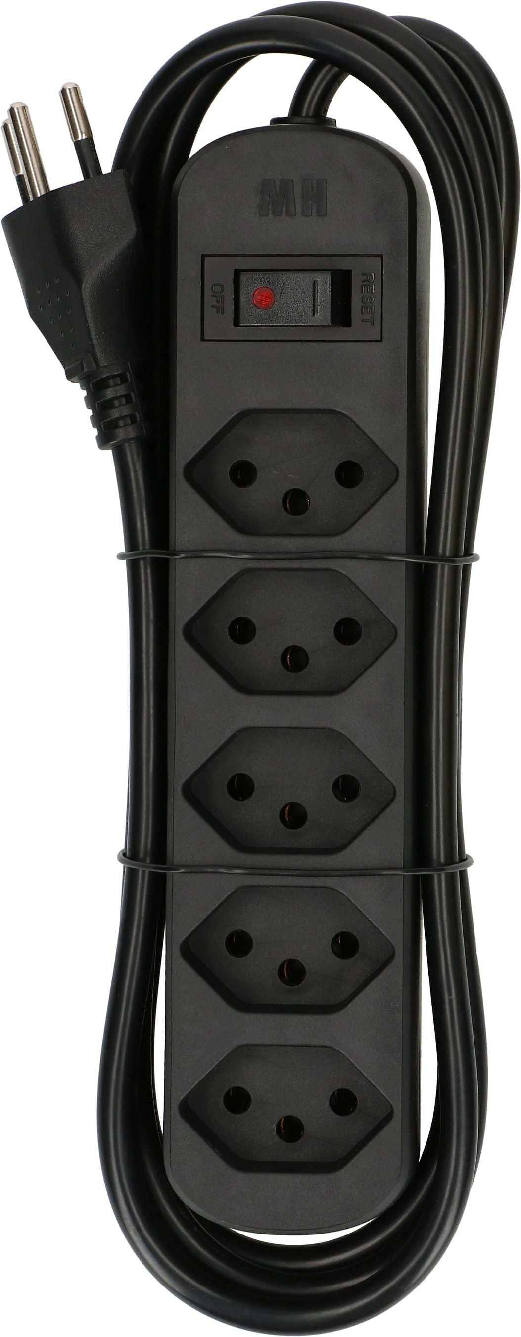 Max Hauri AG Max Hauri Basic Line Steckdosenleiste – 5× T13, 1,5 m, mit Schalter, Schwarz