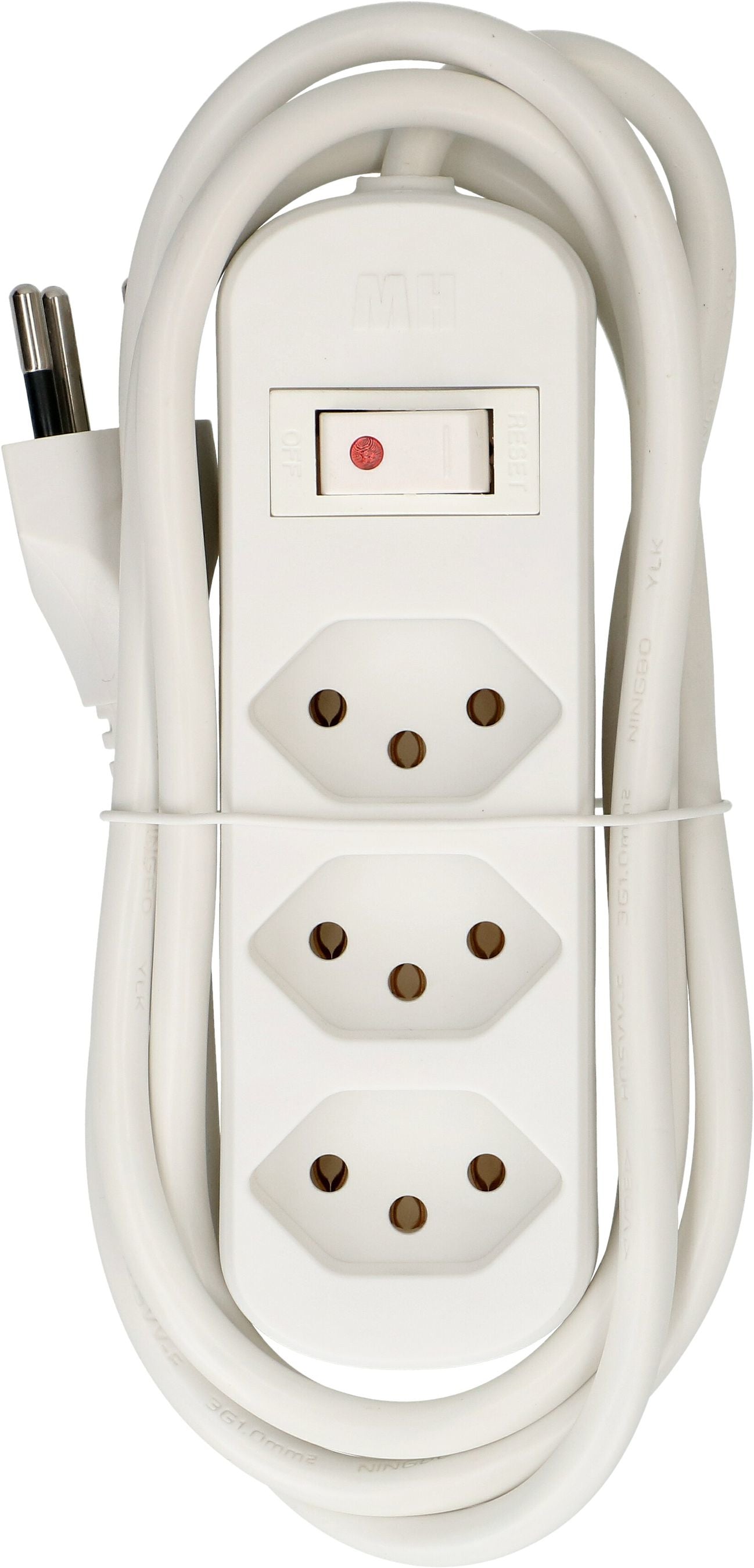 Max Hauri AG Max Hauri Basic Line Steckdosenleiste, 3×T13, mit Schalter, 1,5 m, Eingang T12, IP20 – weiss
