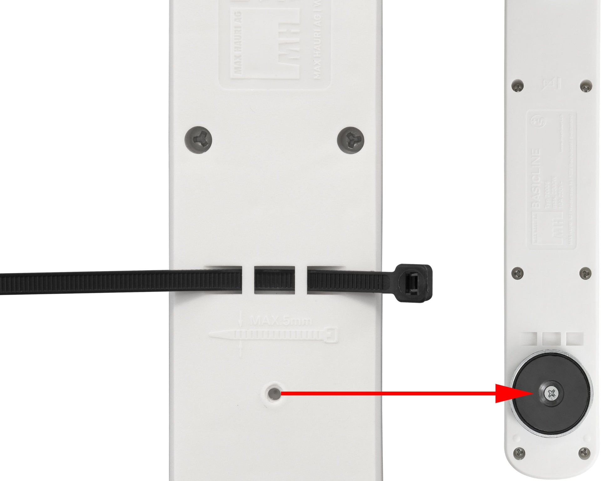 Max Hauri AG Max Hauri Basic Line Steckdosenleiste, 3×T13, mit Schalter, 1,5 m, Eingang T12, IP20 – weiss