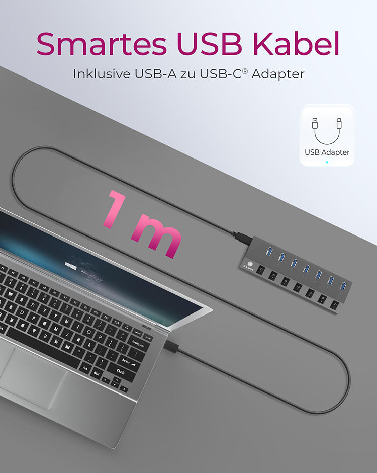 ICY BOX IB-HUB1701-C3 USB-Hub – 7× USB-A, für Windows/Mac