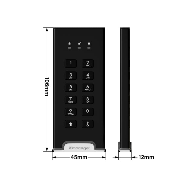 iStorage diskAshur M2 – 240 GB M.2 SSD, USB 3.2 Gen 1 (USB-C/USB-A), FIPS 140-3 Level 3, PIN
