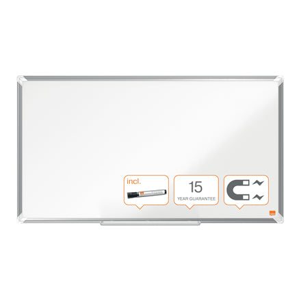 Nobo Whiteboard – 90 × 51 cm, Stahl, magnetisch, Aluminiumrahmen, inkl. Stifteablage, Montagesatz