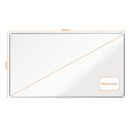 Nobo Whiteboard – 188 × 106 cm, Emaille, magnetisch, Aluminiumrahmen, Wandmontage, inkl. Stifteablage