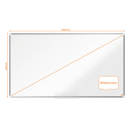 Nobo Whiteboard – 156 × 88 cm, lackierter Stahl, magnetisch, Aluminiumrahmen, Wandmontage