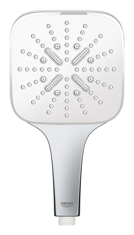 GROHE Handbrause RSH 130 SmartActive – 13 cm, Chromstahl, 3 Strahlarten, Wandmontiert, Weiss/Chrom