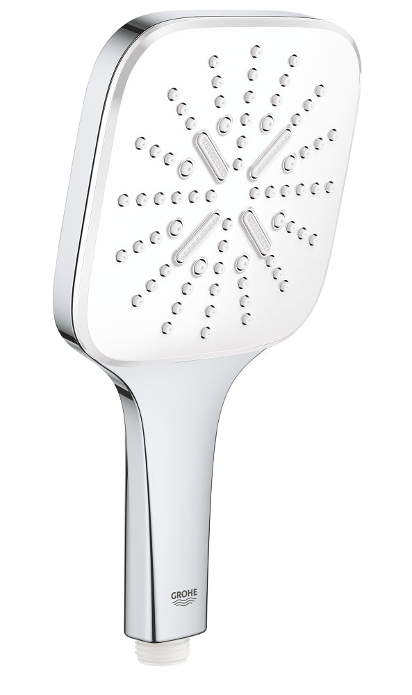 GROHE Handbrause RSH 130 SmartActive – 13 cm, Chromstahl, 3 Strahlarten, Wandmontiert, Weiss/Chrom