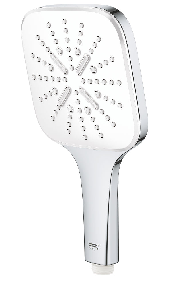 GROHE Handbrause RSH 130 SmartActive – 13 cm, Chromstahl, 3 Strahlarten, Wandmontiert, Weiss/Chrom