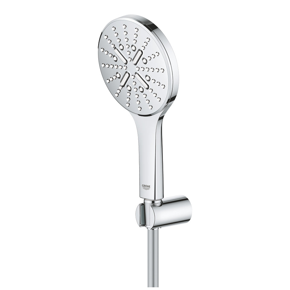 GROHE Handduschbrause Rainshower 130 – Messing verchromt, 3 Strahlarten, 1,5 m Schlauch, Wandmontiert