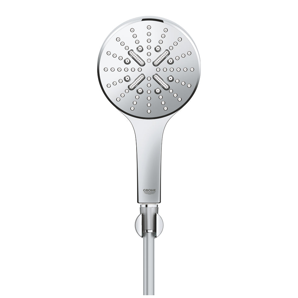 GROHE Handduschbrause Rainshower 130 – Messing verchromt, 3 Strahlarten, 1,5 m Schlauch, Wandmontiert