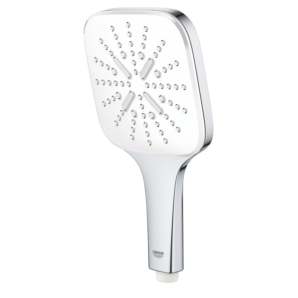 GROHE Handbrause Rainshower 130 – Chromstahl, 3 Strahlarten, Weiss