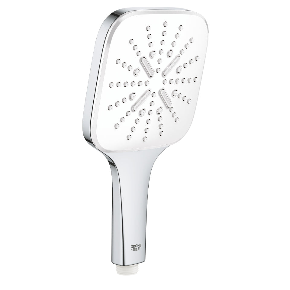 GROHE Handbrause Rainshower 130 – Chromstahl, 3 Strahlarten, Weiss