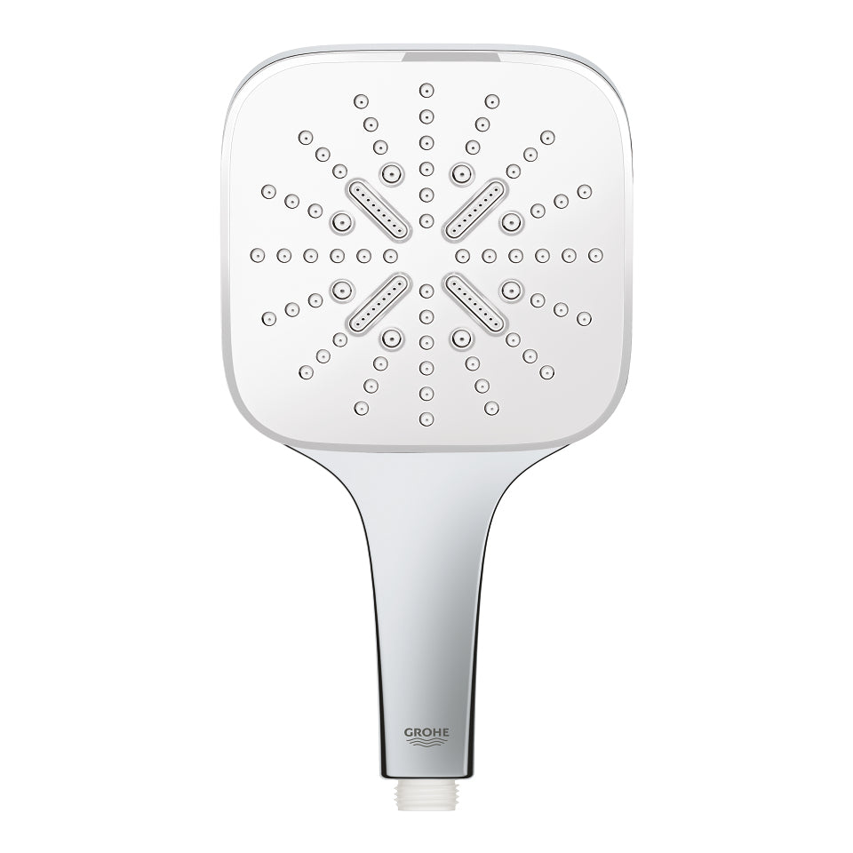 GROHE Handbrause Rainshower 130 – Chromstahl, 3 Strahlarten, Weiss