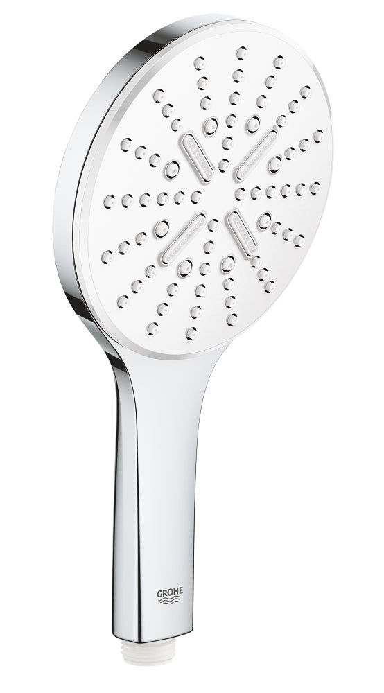GROHE Handbrause Rainshower 130 – Ø13 cm, Edelstahl, Wandmontiert, Weiss