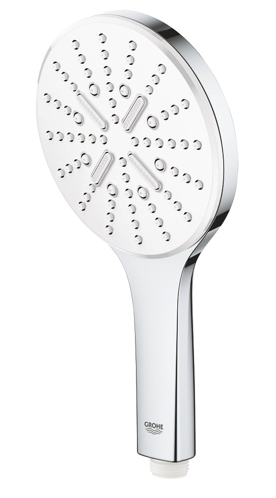 GROHE Handbrause Rainshower 130 – Ø13 cm, Edelstahl, Wandmontiert, Weiss