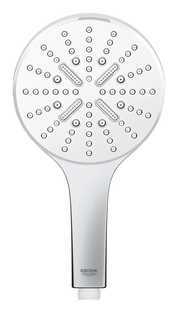 GROHE Handbrause Rainshower 130 – Ø13 cm, Edelstahl, Wandmontiert, Weiss