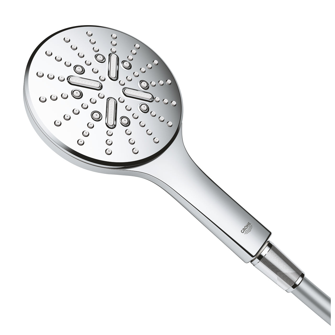 GROHE Handbrause Rainshower 130 – Ø13 cm, Edelstahl, Wandmontiert, Chrom