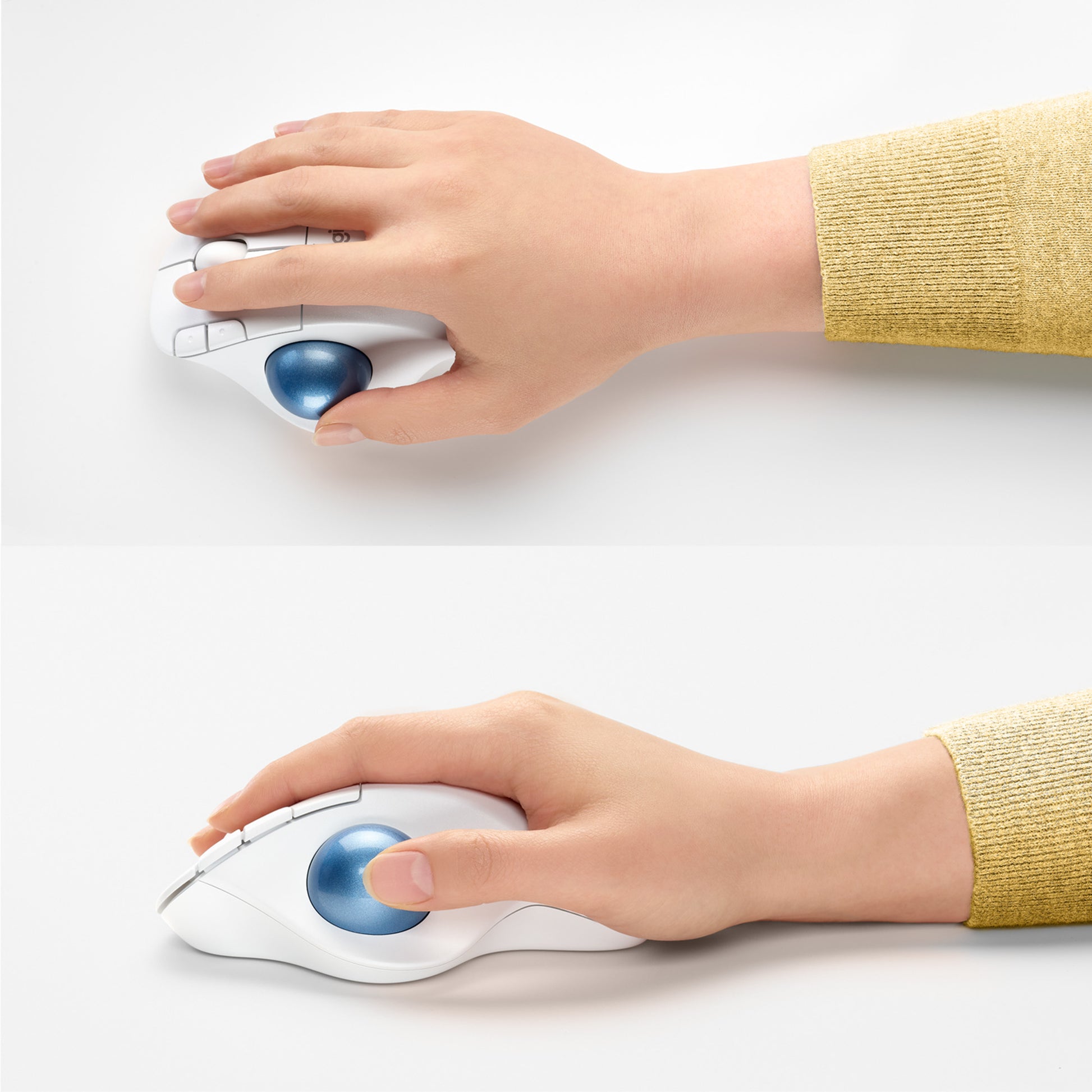 Logitech ERGO M575 – Trackball-Maus – Kabellos (Bluetooth/2,4 GHz), rechts, Weiss