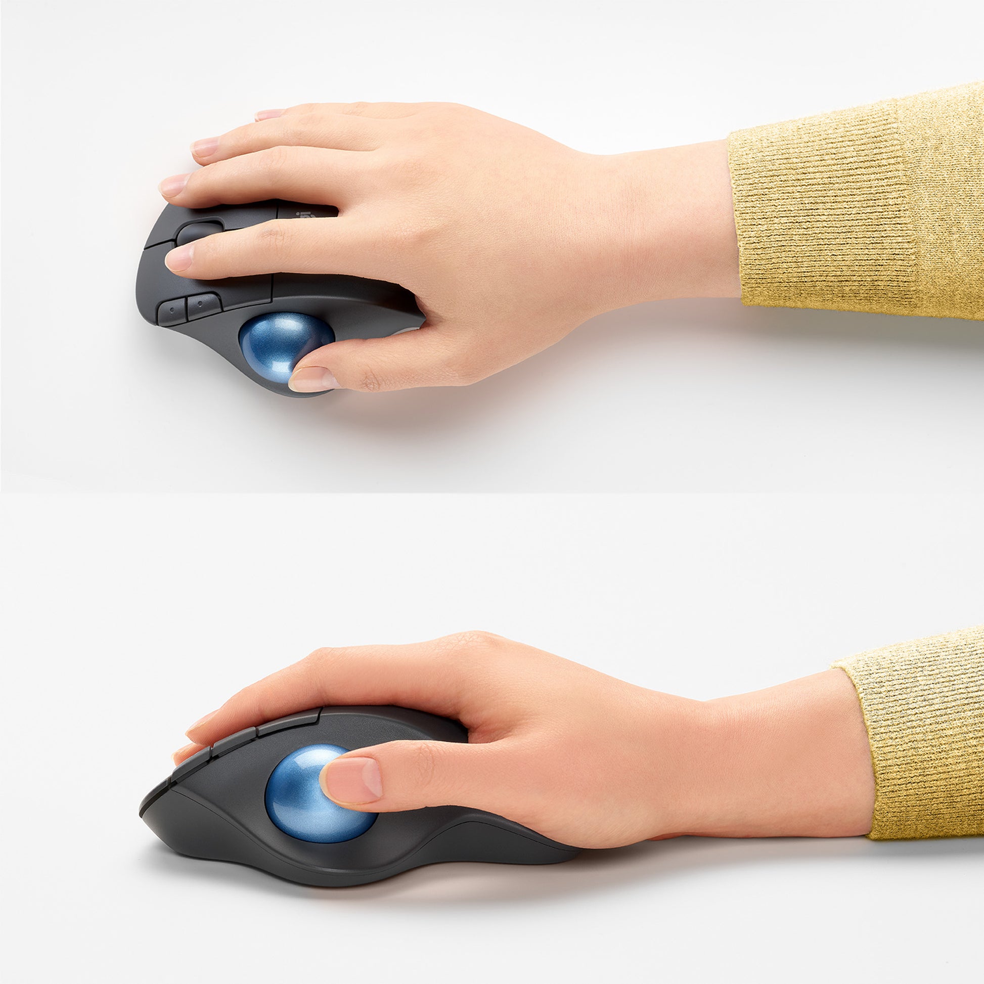 Logitech Ergo M575 Ergonomische Maus – kabellos, Bluetooth + 2,4 GHz, 4 Tasten, für Rechtshänder, schwarz