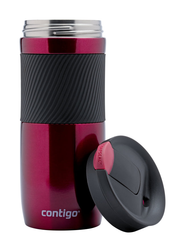 CONTIGO Thermobecher Byron – 470 ml, Edelstahl/Kunststoff, Bordeaux, vakuumisoliert, auslaufsicher