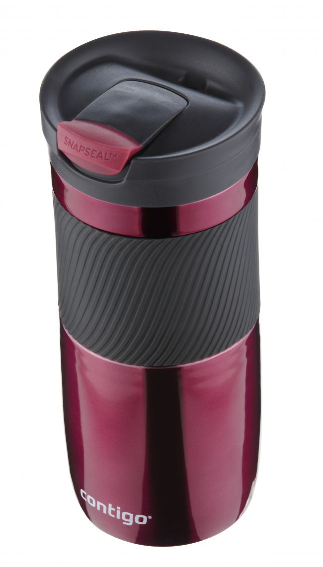 CONTIGO Thermobecher Byron – 470 ml, Edelstahl/Kunststoff, Bordeaux, vakuumisoliert, auslaufsicher