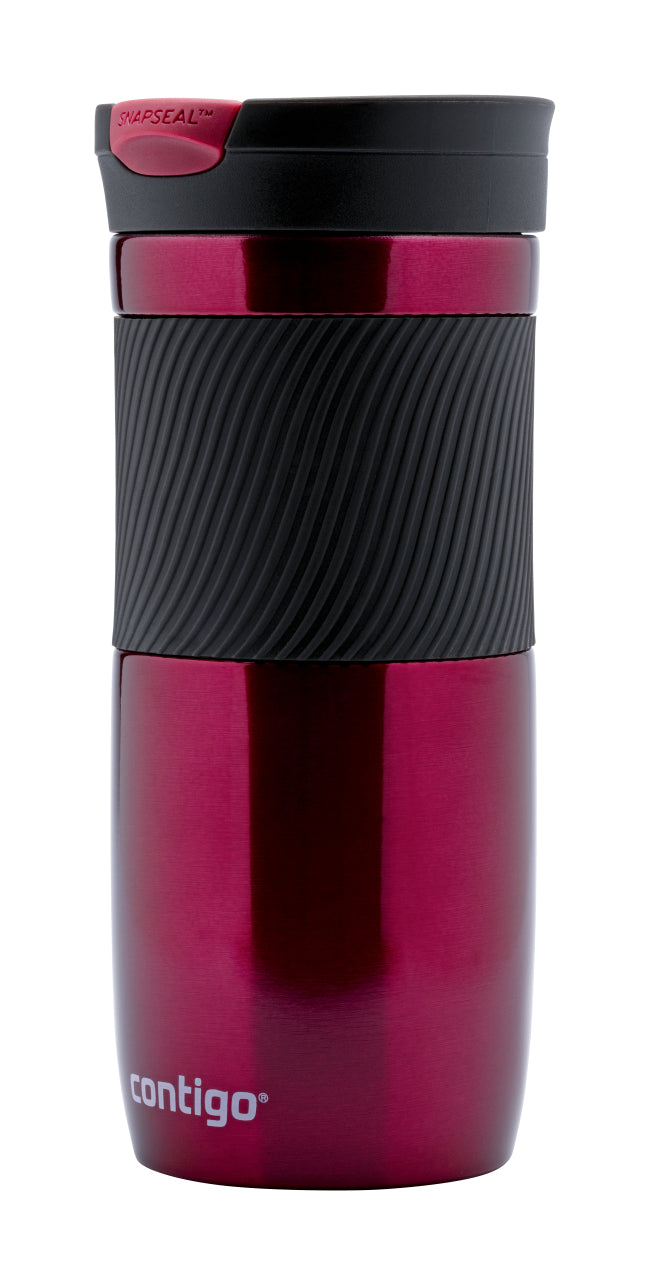 CONTIGO Thermobecher Byron – 470 ml, Edelstahl/Kunststoff, Bordeaux, vakuumisoliert, auslaufsicher