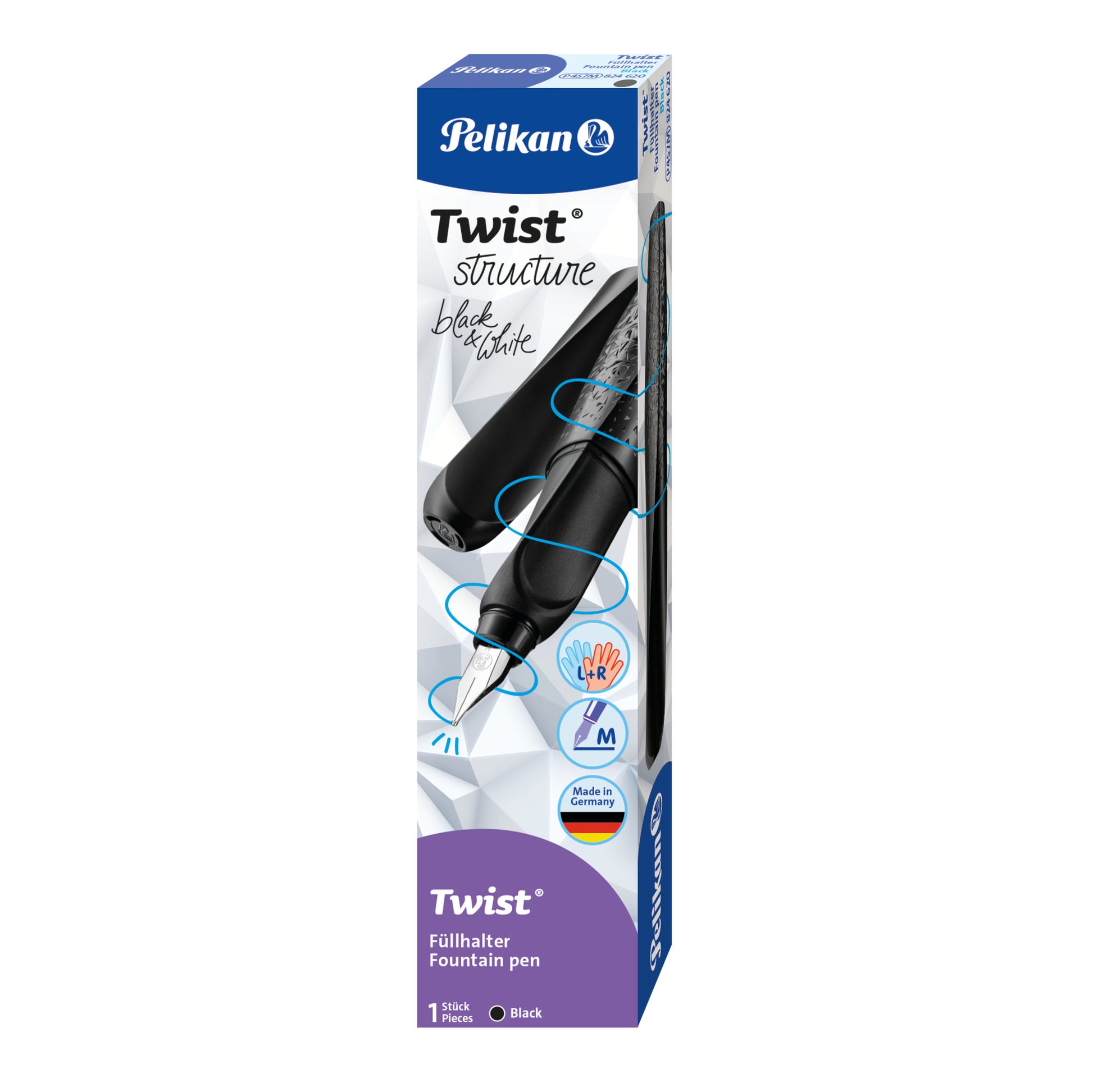 Pelikan Twist Structure – Füllfederhalter – M – Schwarz – Edelstahl