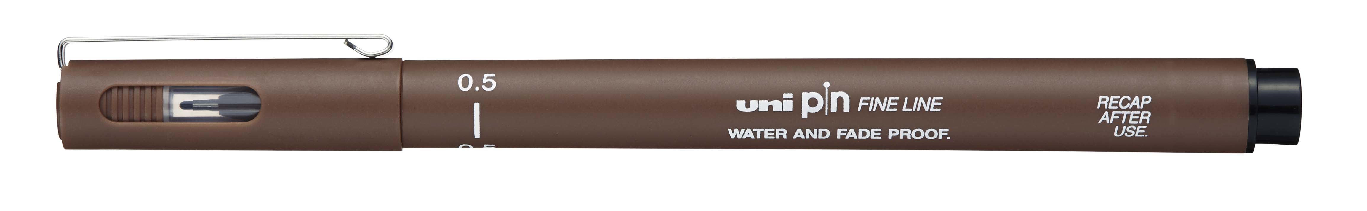 Uni-Ball Pin Fineliner – 0,5 mm, Sepia, 1 Stk., wasserfest