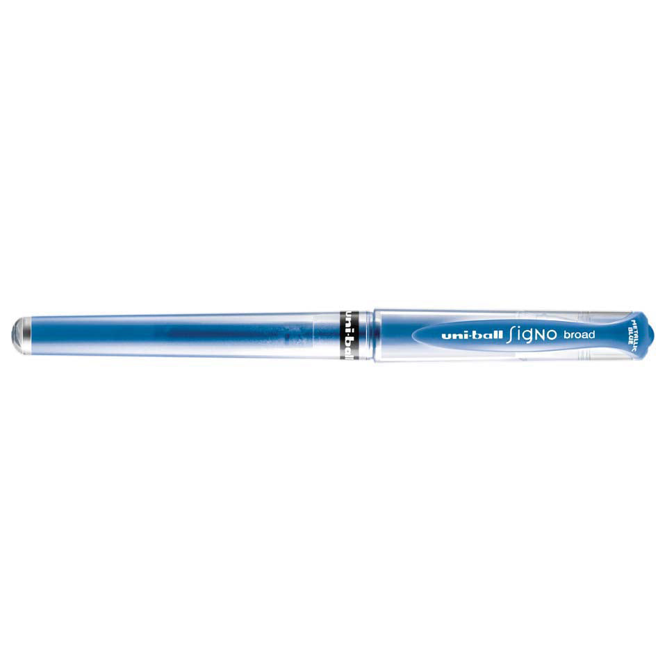 Uni-Ball Signo Broad UM153 Gelschreiber, Kappe – Blau, Spitze 1 mm, dokumentenecht, wasserfest, nachfüllbar