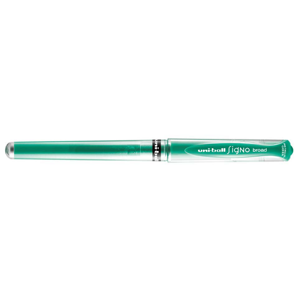 Uni-Ball Signo Broad Gelschreiber, Kappe – Grün, Spitze 1 mm, dokumentenecht, wasserfest, nachfüllbar