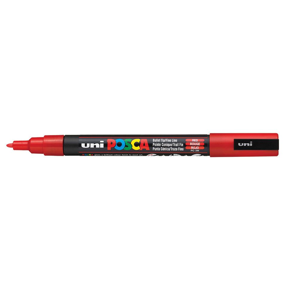 Uni-Ball POSCA Kreativ-/Pigmentmarker – Rundspitze 0,9–1,3 mm, Rot, Deckend, Feucht Abwischbar – Für Viele Oberflächen