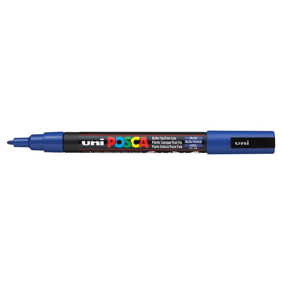 Uni-Ball POSCA PC-3M Kreativ-/Pigmentmarker – Rundspitze 0,9–1,3 mm, Blau, Deckend, Geruchsarm – Für Viele Oberflächen