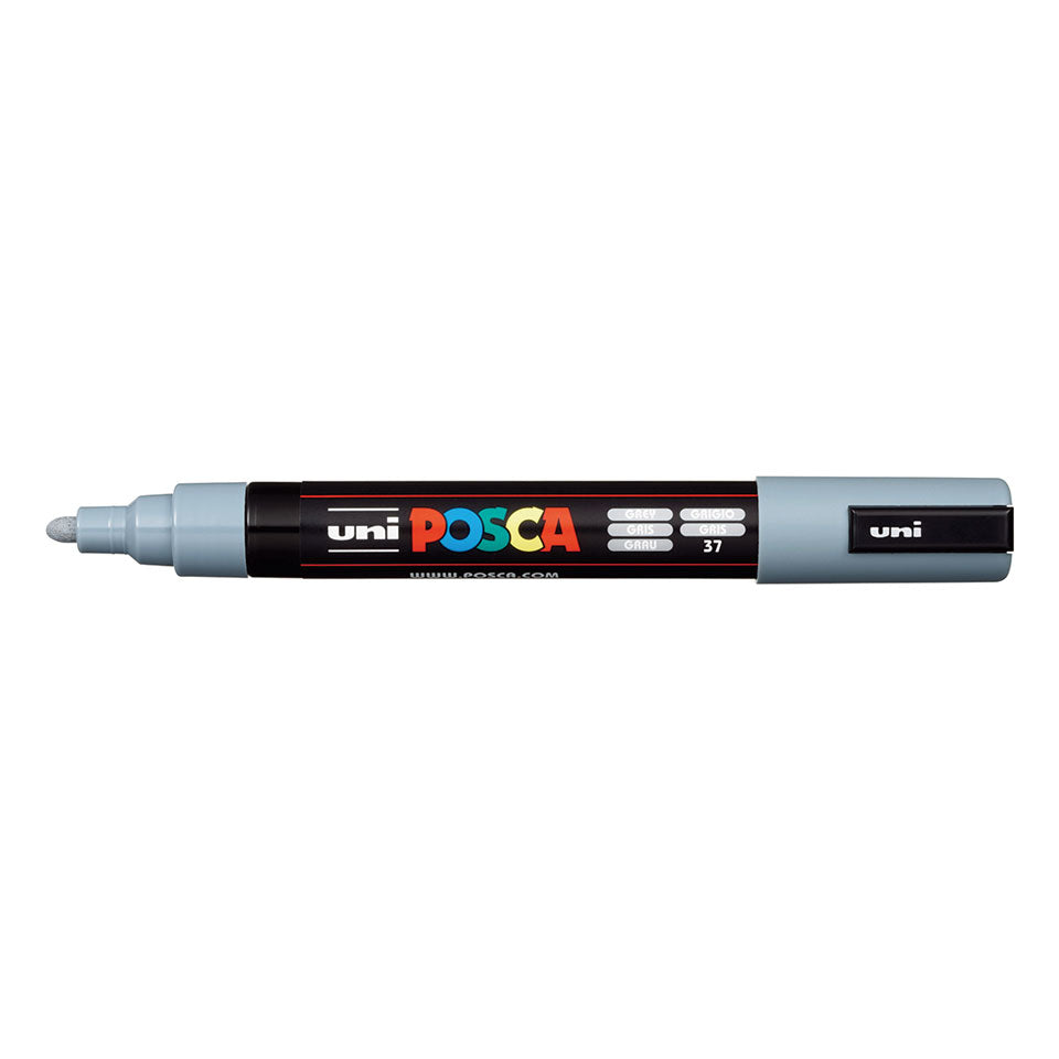Uni-Ball POSCA Kreativ-/Pigmentmarker – Rundspitze 1,8–2,5 mm, Grau, feucht abwischbar, deckend – für viele Oberflächen