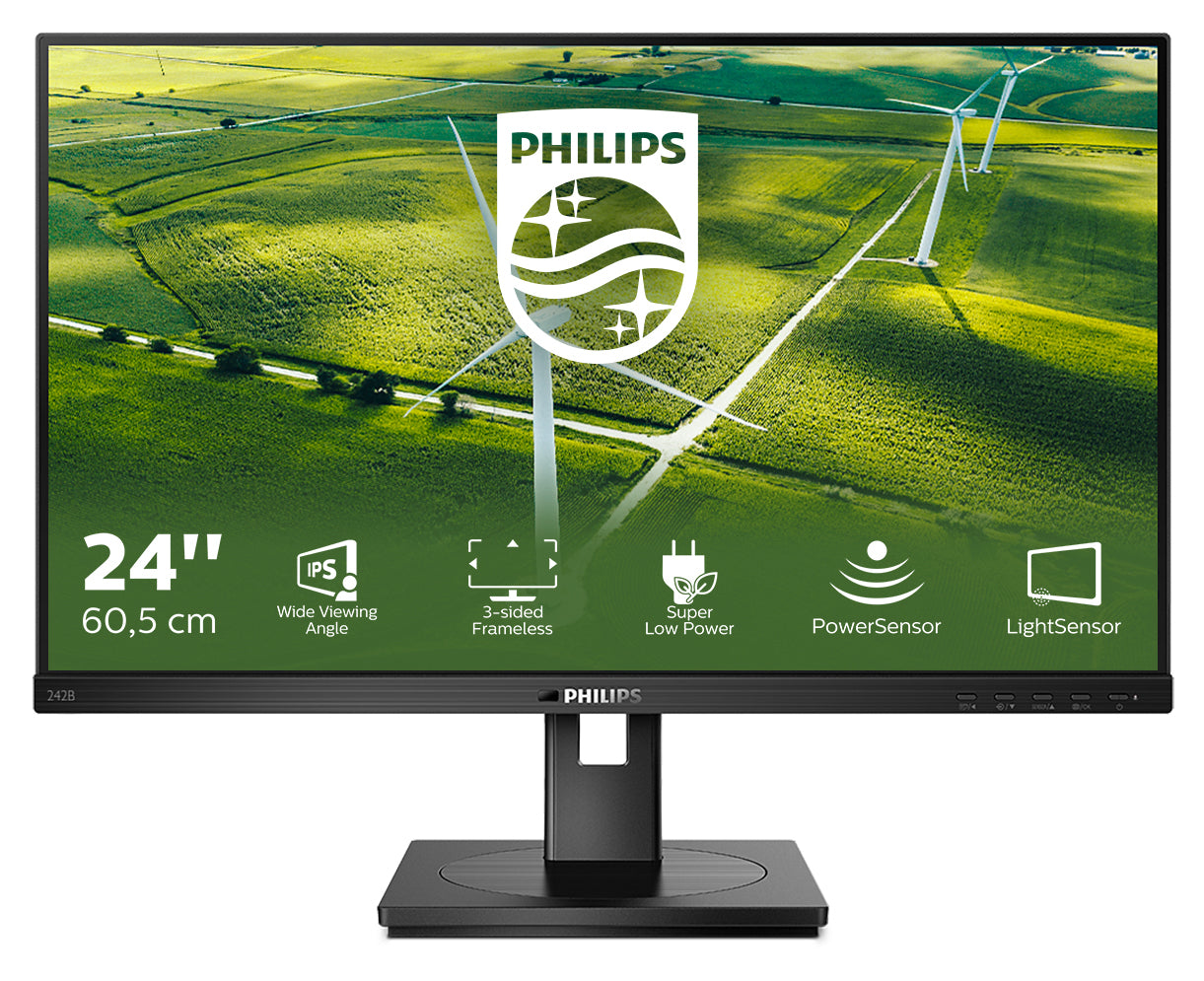 Philips 242B1G/00 – Monitor, 23,8", 1920 × 1080 (Full HD), IPS, 75 Hz, 250 cd/m², VESA 100 × 100, Schwarz