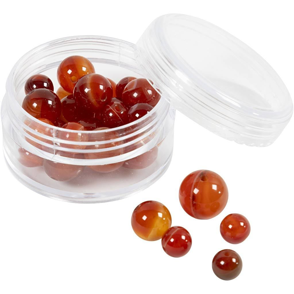 Creativ Company Achatperlen – Orange – Ø 8 mm, Loch 0,9 mm – 25 Stk.