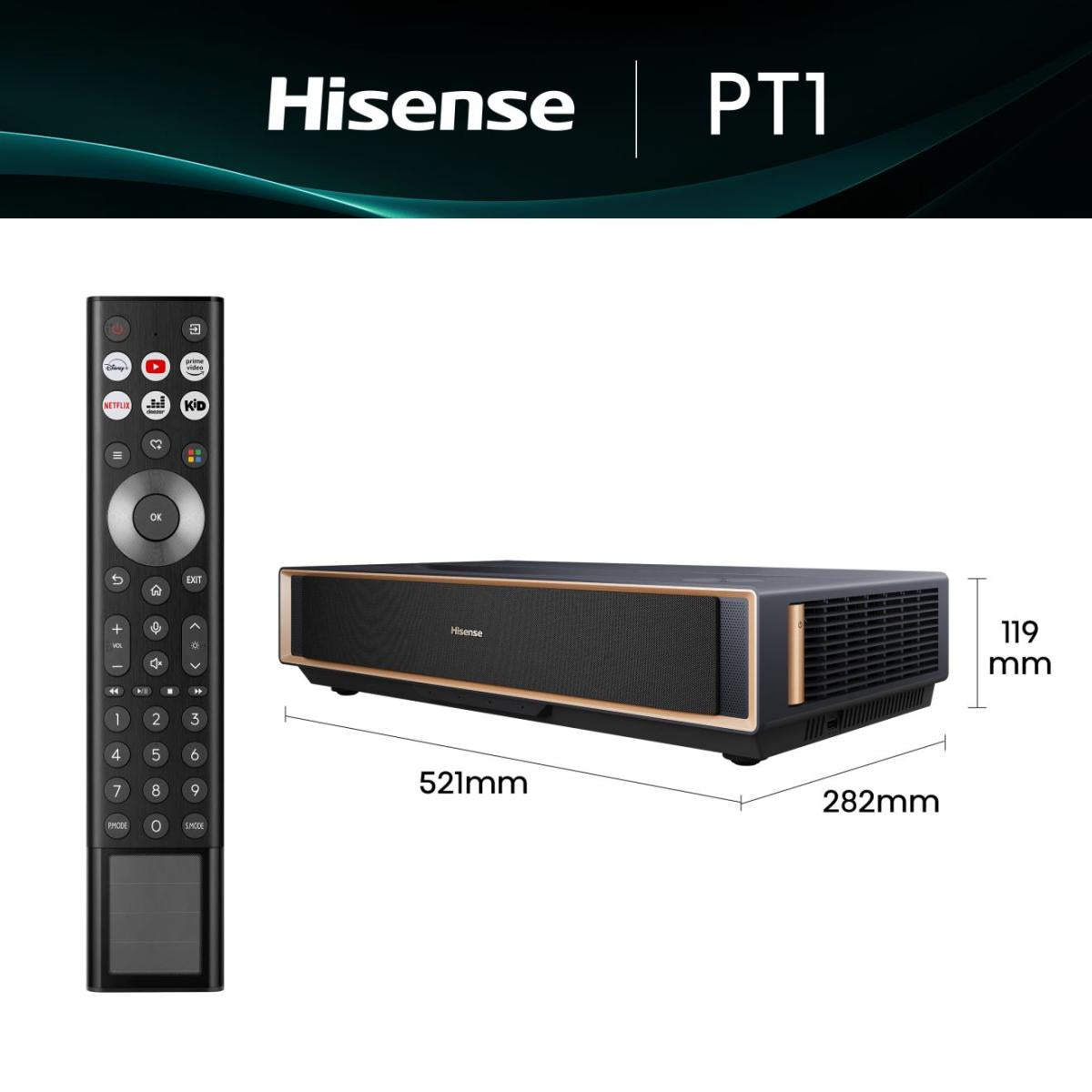 Hisense PT1 – Ultra-Kurzwurf DLP Laser, 4K UHD, 2500 ANSI Lumen, Smart