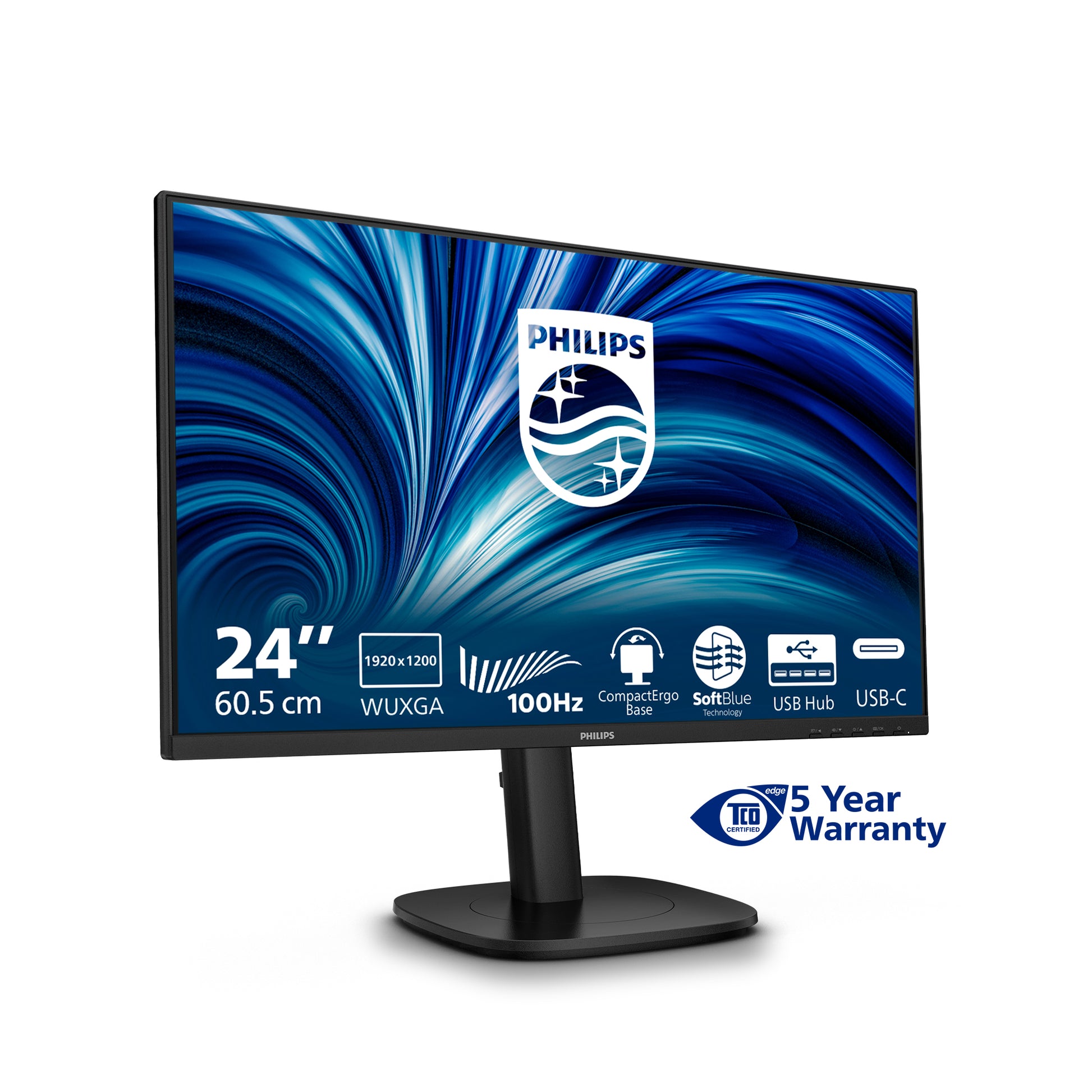 Philips 24B2N3200D/00 – Monitor, 24", 1920 × 1200 (WUXGA), IPS, 100 Hz, Integrierte Lautsprecher, Schwarz