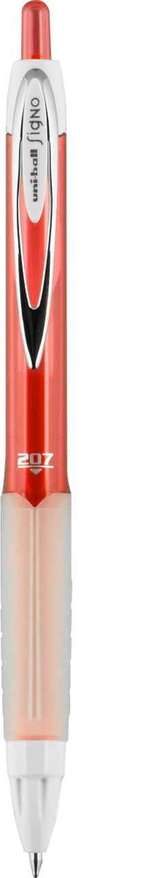 Uni-Ball Signo 207 Gelschreiber, Druckmechanik – Rot, Spitze 0,7 mm, dokumentenecht, wasserfest, nachfüllbar