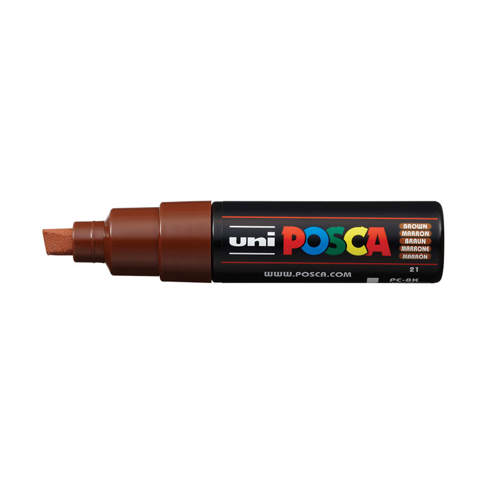 Uni-Ball POSCA Kreativ-/Pigmentmarker – Keilspitze 8 mm, braun, 1 Stk., deckend, geruchsarm – für viele Oberflächen