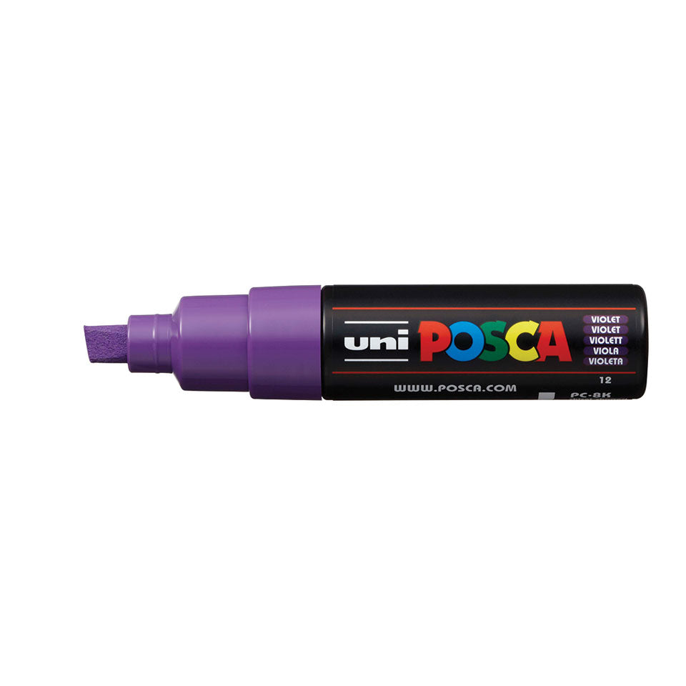Uni-Ball POSCA Kreativ-/Pigmentmarker – Keilspitze 8 mm, violett, feucht abwischbar, deckend – für viele Oberflächen