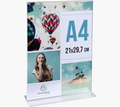 Exacompta Tischaufsteller – für A4 – 1 Fach – hoch – T-Form – transparent – Acryl