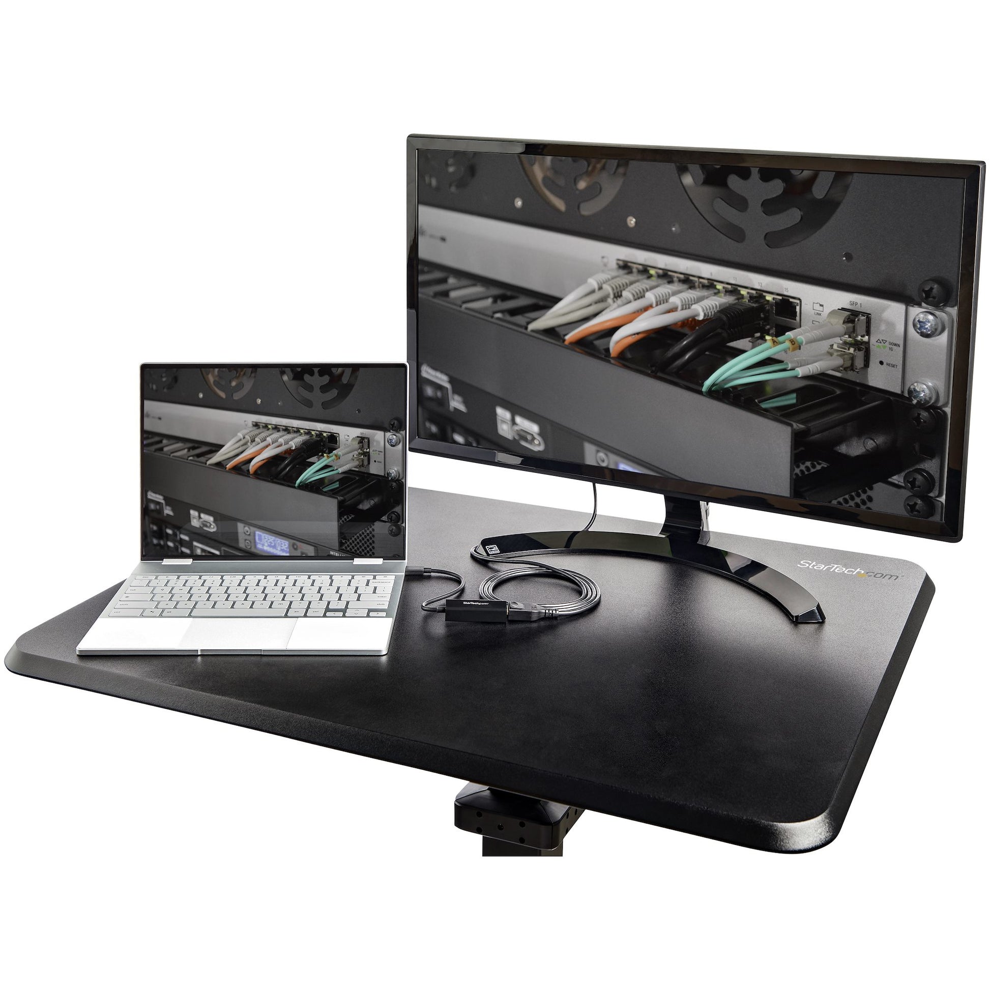 StarTech.com Mobiler Steh-Arbeitsplatz, 60 × 80 cm, höhenverstellbar 75–120 cm, 30 kg, schwarz